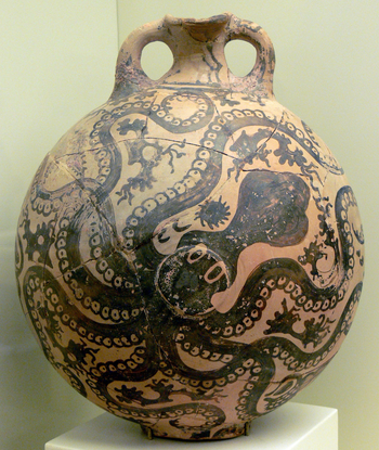 cBCE 1500 ''Minoan'', Crete; clay octopus flask